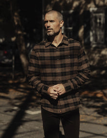 Men | Hudson Double Brushed Flannel | Dark Brown Plaid