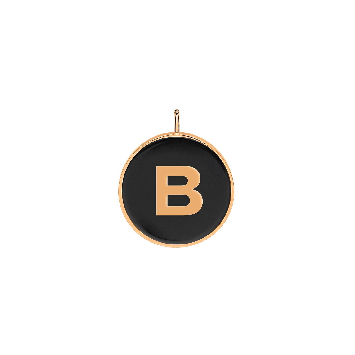 B | Initial Ever Onyx Disc Pendant | 18K Rose Gold