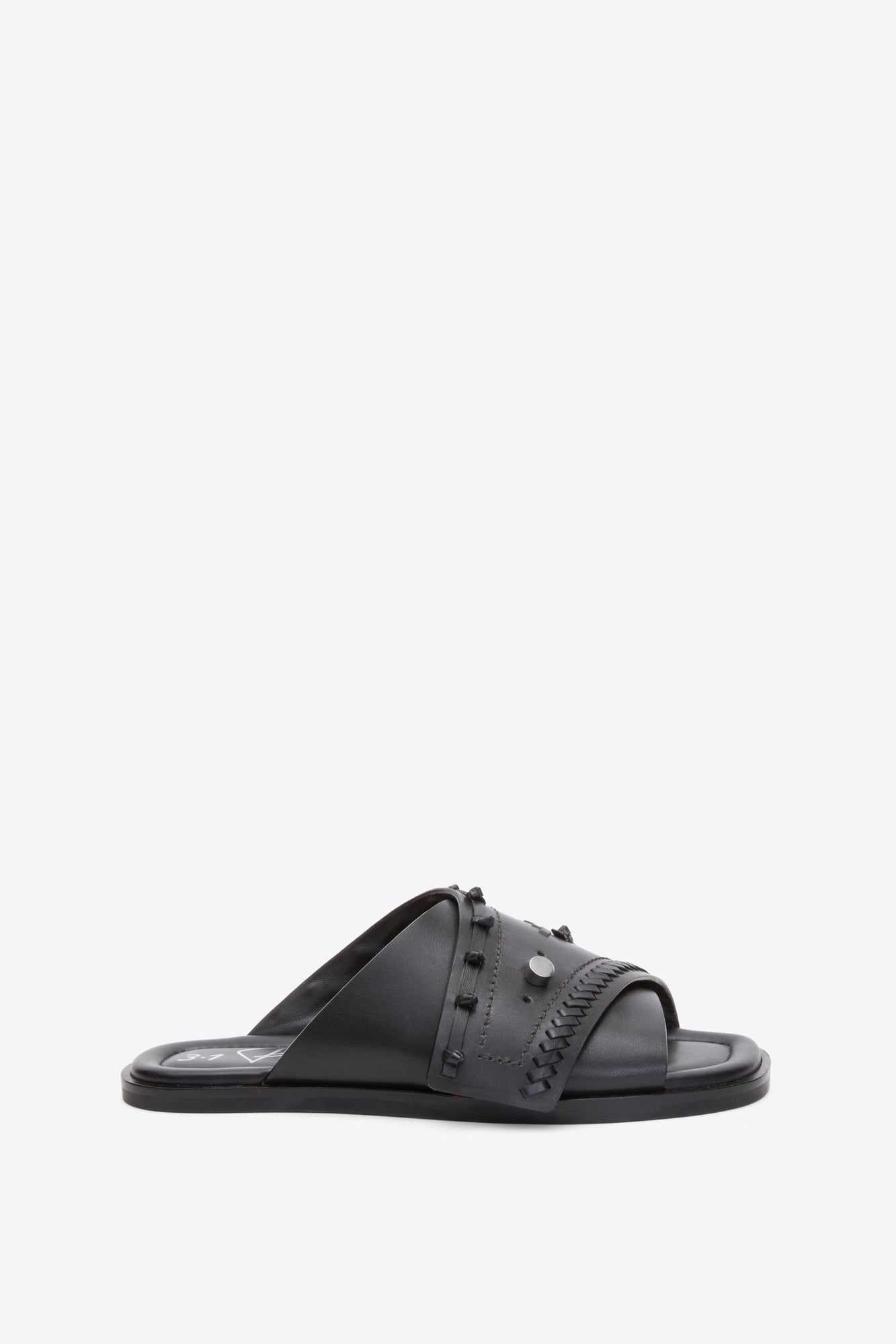 Crossover Slide Sandal with Leather Craft | Black