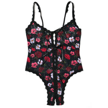 Signature Lace Open Gussett Teddy | Am I Dreaming (Floral Print)