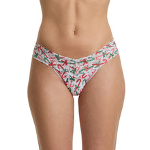 Petite Signature Lace Low Rise Thong | Candy Cane Delight (White)