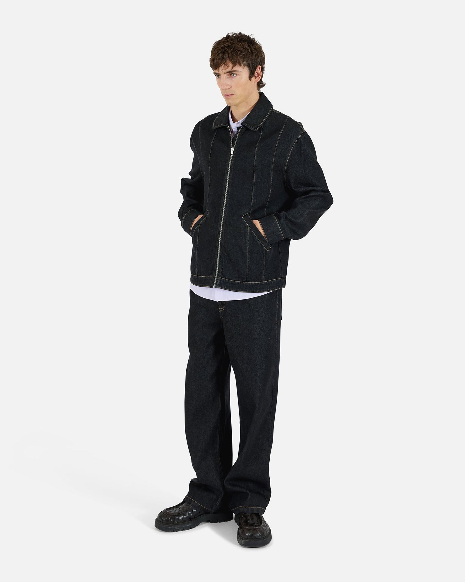 Denim Combo Jacket | Black