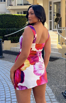 Pansy Floral Sleeveless Mini Dress | Pink