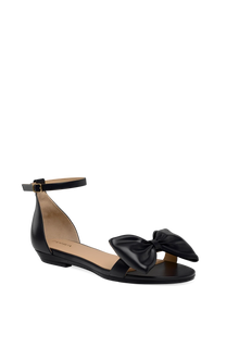 The Pashionista Flat | Coal Satin Bow