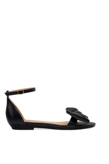 The Pashionista Flat | Coal Satin Bow