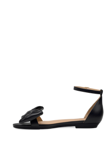 The Pashionista Flat | Coal Satin Bow