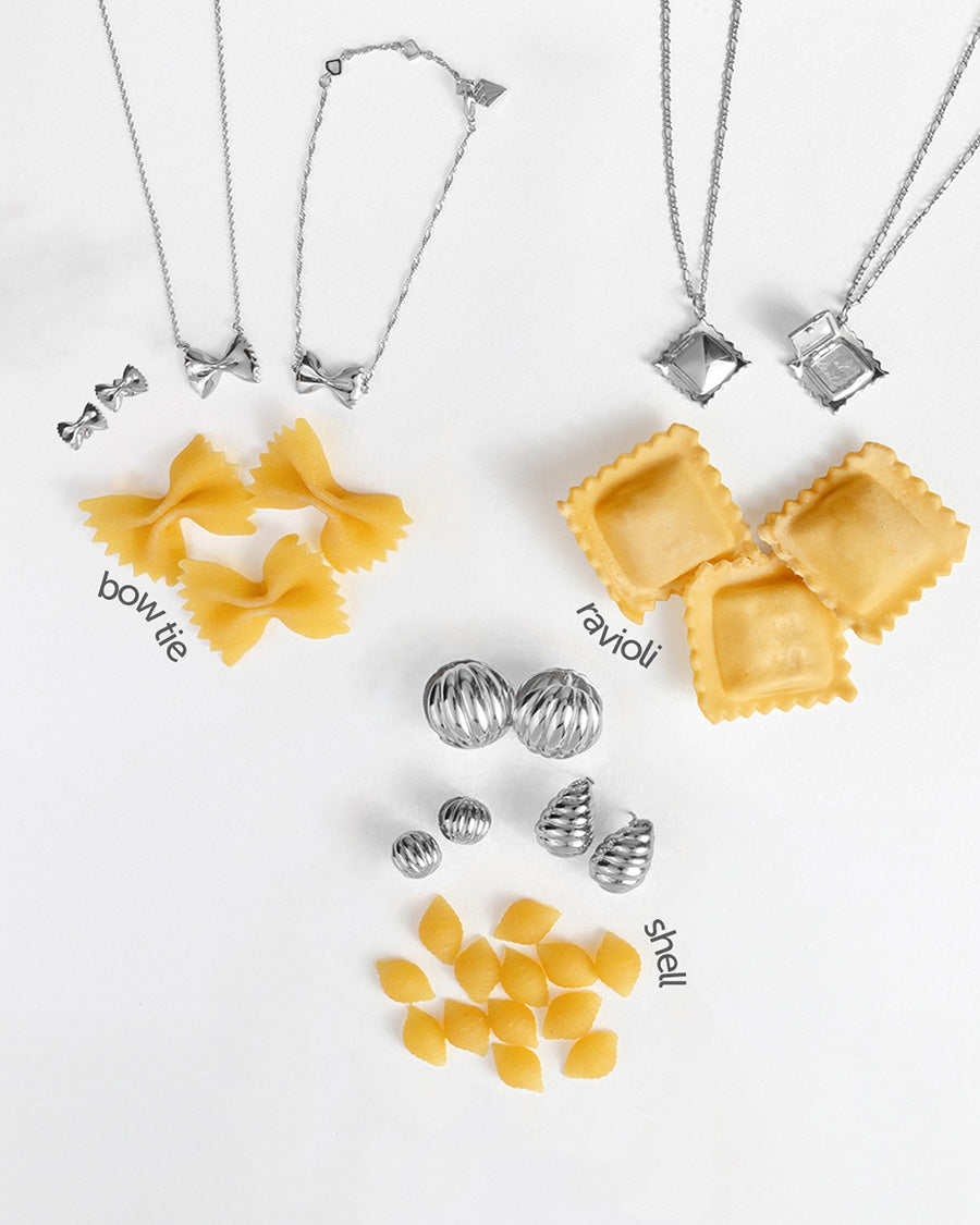 Ravioli Necklace | Silver Rhodium Plated Brass