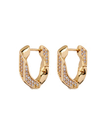 Pave Cuban Link Hoops - Gold | Plated Gold