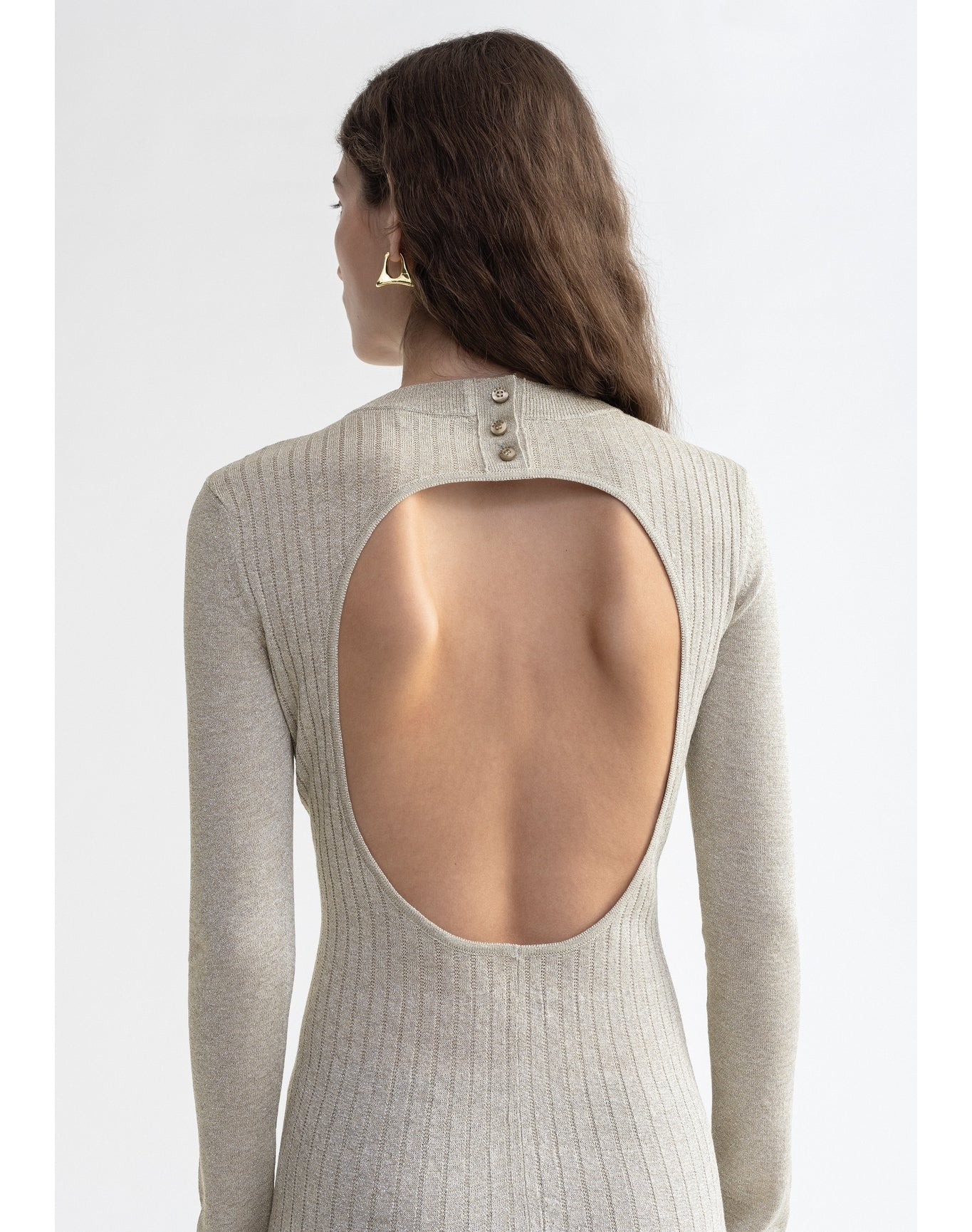 Pavlova | Sparkly Ribbed Midi Dress | Ivory