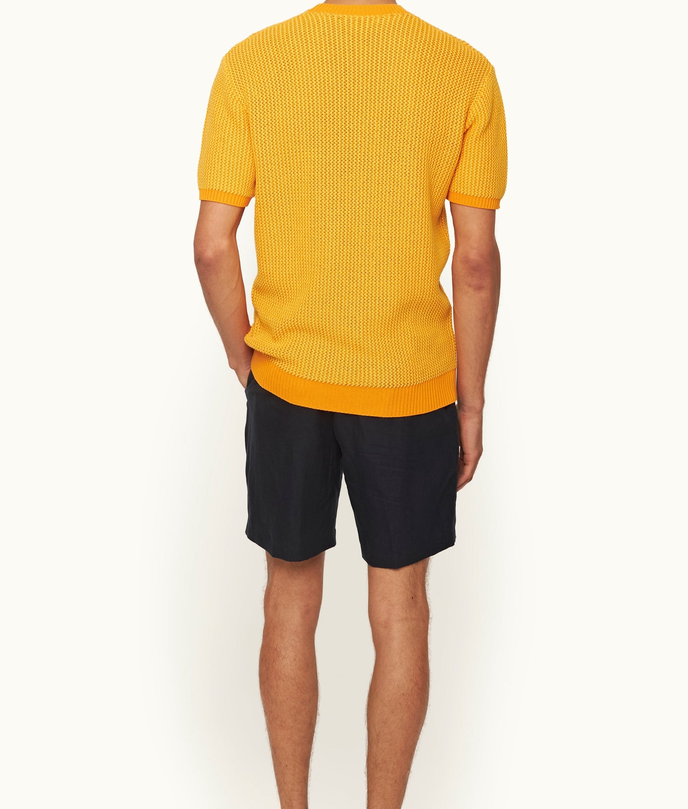 Pico Tailored Fit Two-Colour Chevron Cotton Knit T-Shirt | Eldorado/Calypso Orange