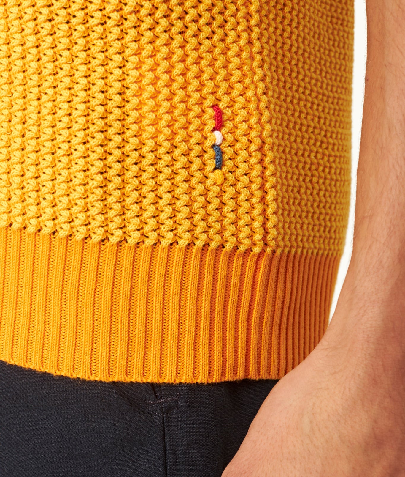 Pico Tailored Fit Two-Colour Chevron Cotton Knit T-Shirt | Eldorado/Calypso Orange