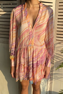 Rococo Sand | Eira Short Dress | Peach/Lilac Multi