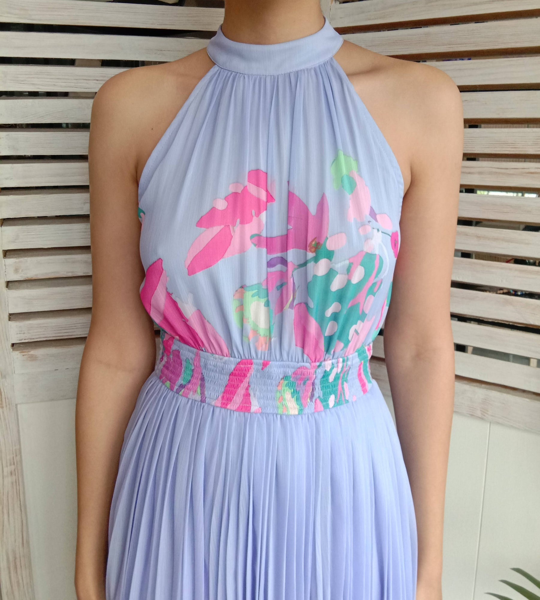 Rococo Sand | Lyan Halter-Neck Long Dress | Lilac Multi