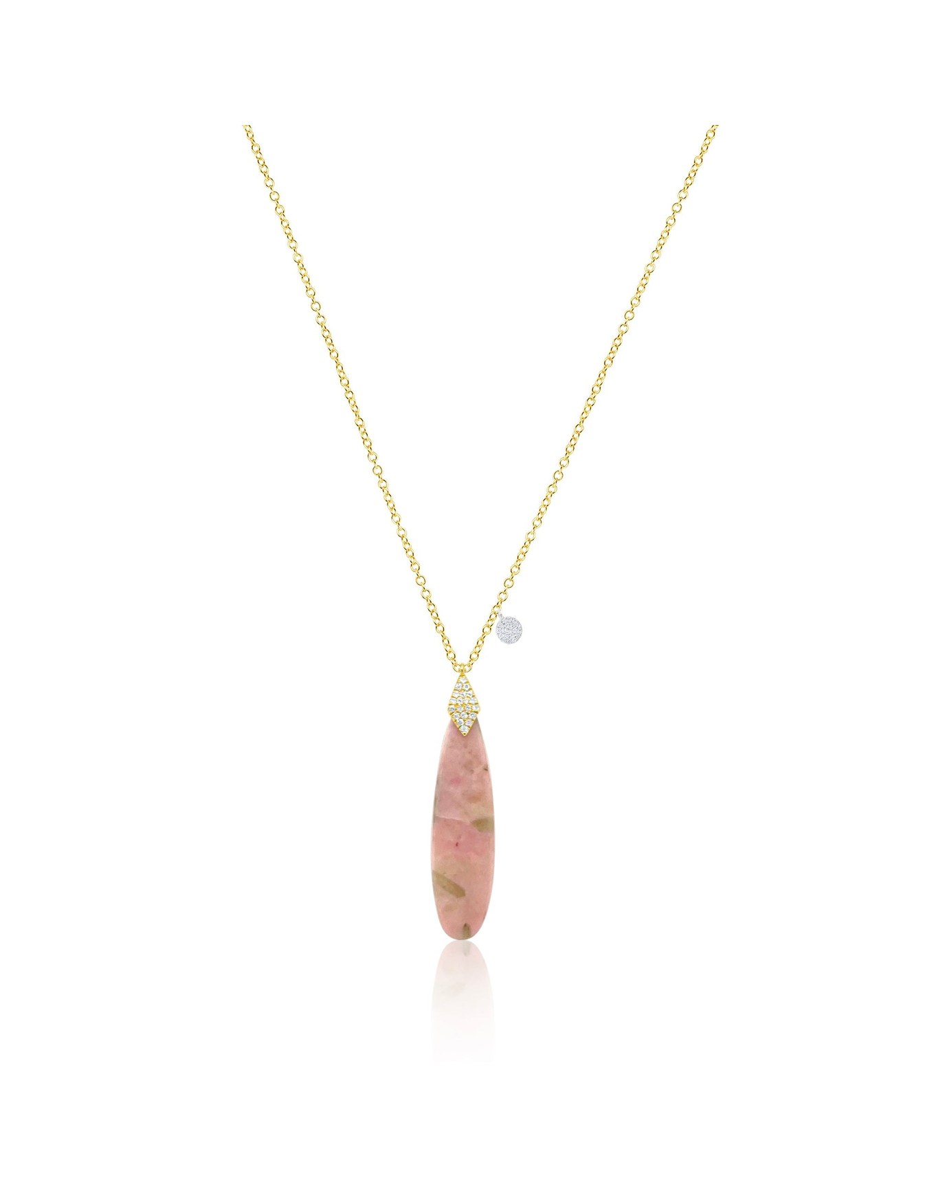 Pink Opal Diamond Necklace | Yellow Gold