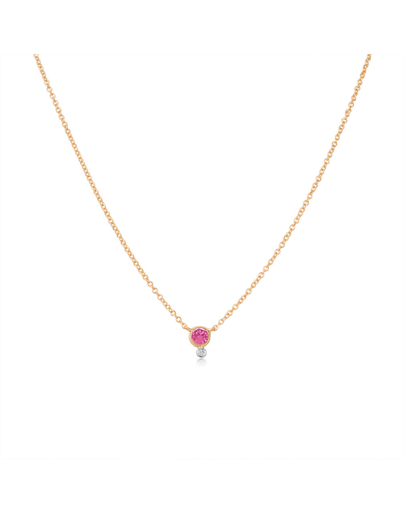 Pink Sapphire and Diamond Necklace | Rose Gold