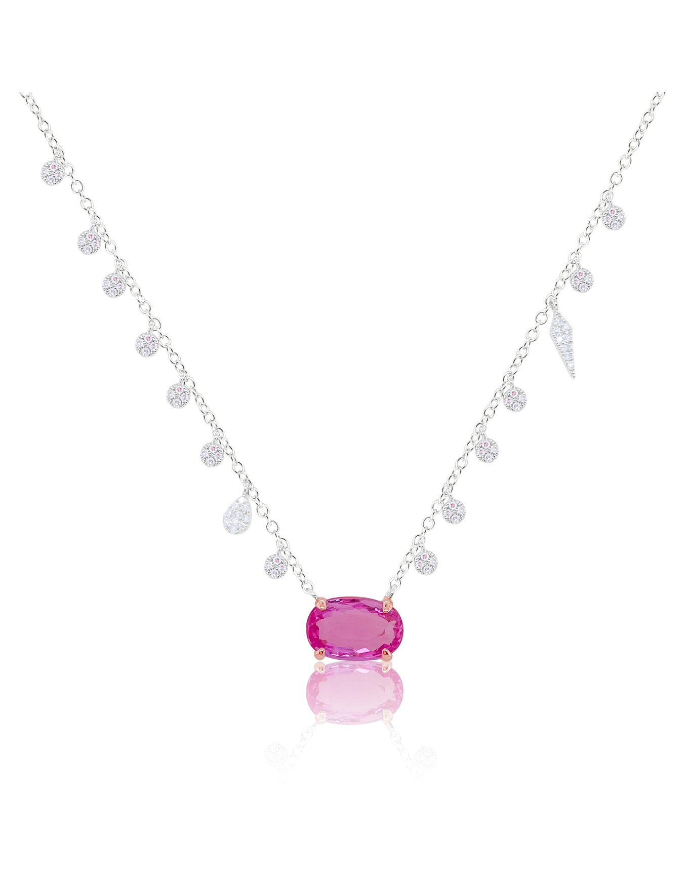 Pink Sapphire and Diamond Necklace | White Gold