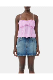 Pink Shiny Tech Strap Top | Lilac Sachet