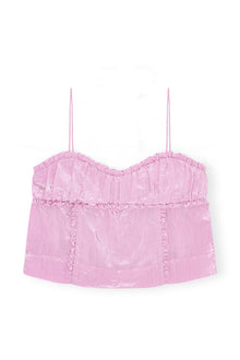 Pink Shiny Tech Strap Top | Lilac Sachet