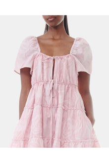 Pink Textured Cloqué Layer Dress | Bleached Mauve