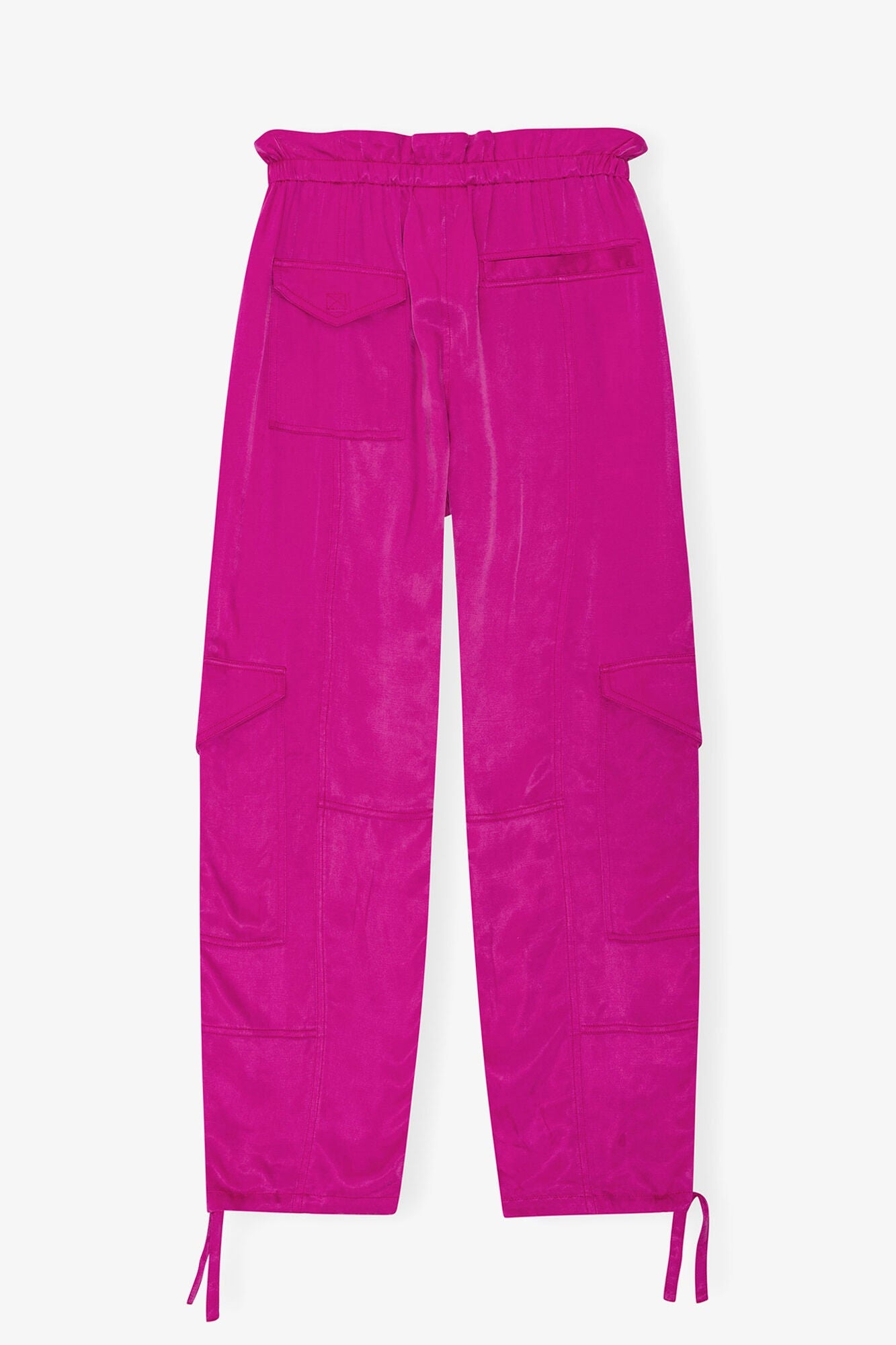 Pink Washed Satin Pocket Trousers | Fuchsia Red