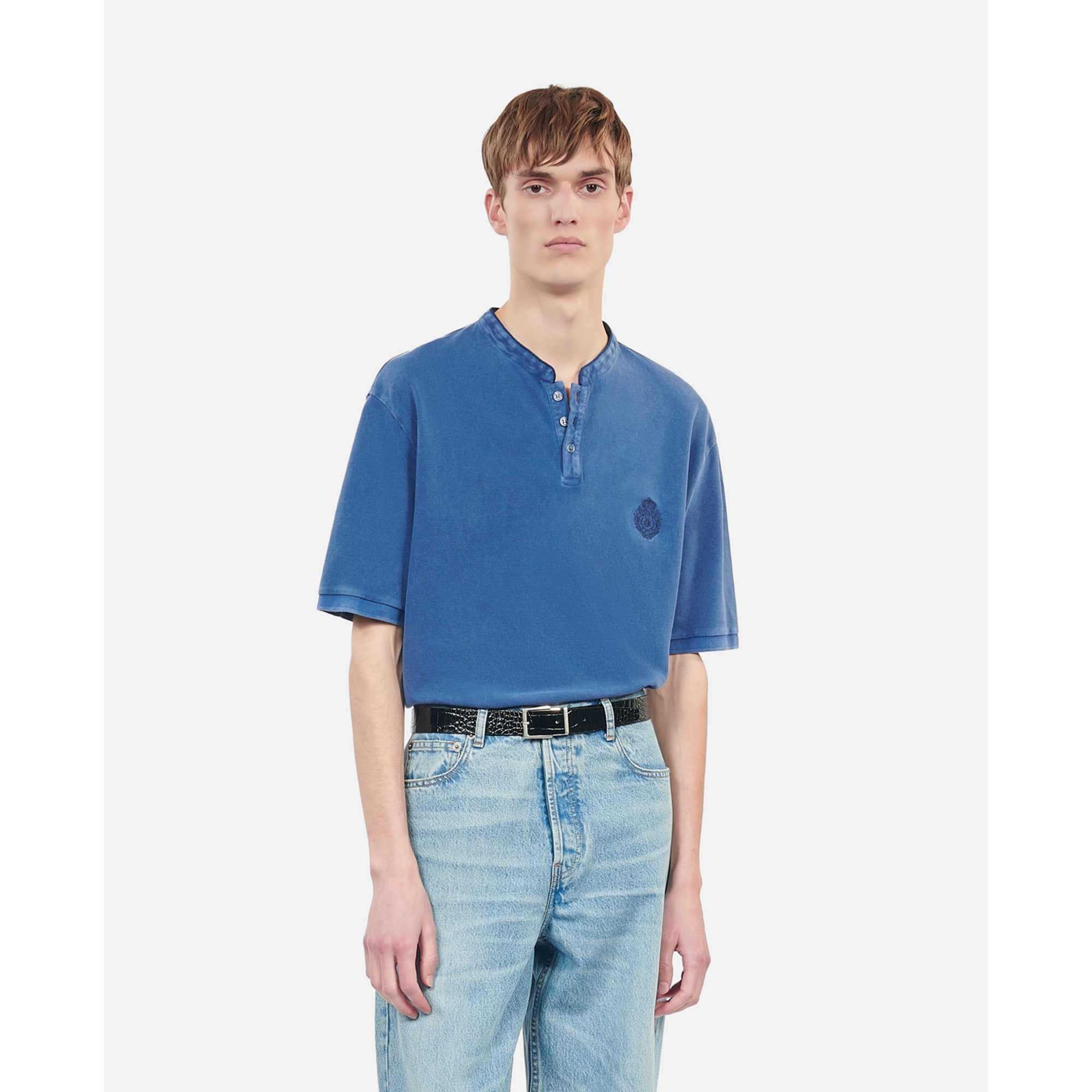 Piqué Cotton Polo T-Shirt | Men | Blue Brut