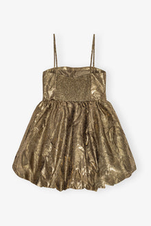 Pleat Strap Mini Dress | Gold