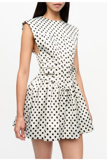 Polka Dot Satin Corset Mini Dress | Egret
