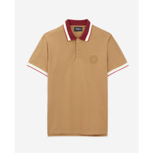 Polo With Burgundy Contrast Collar | Men | Camel