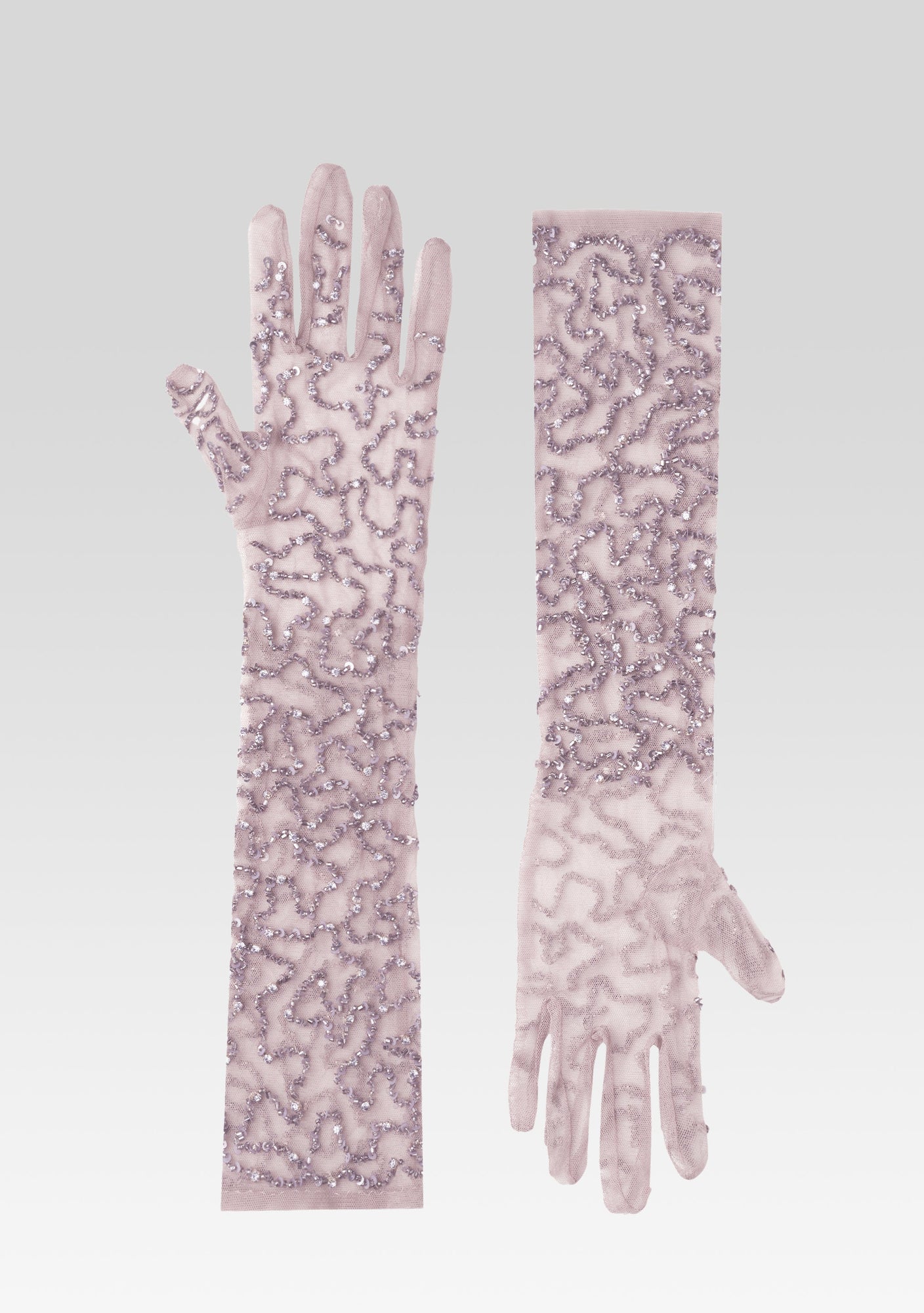 Poppy Sequin Gloves | Mink Grey