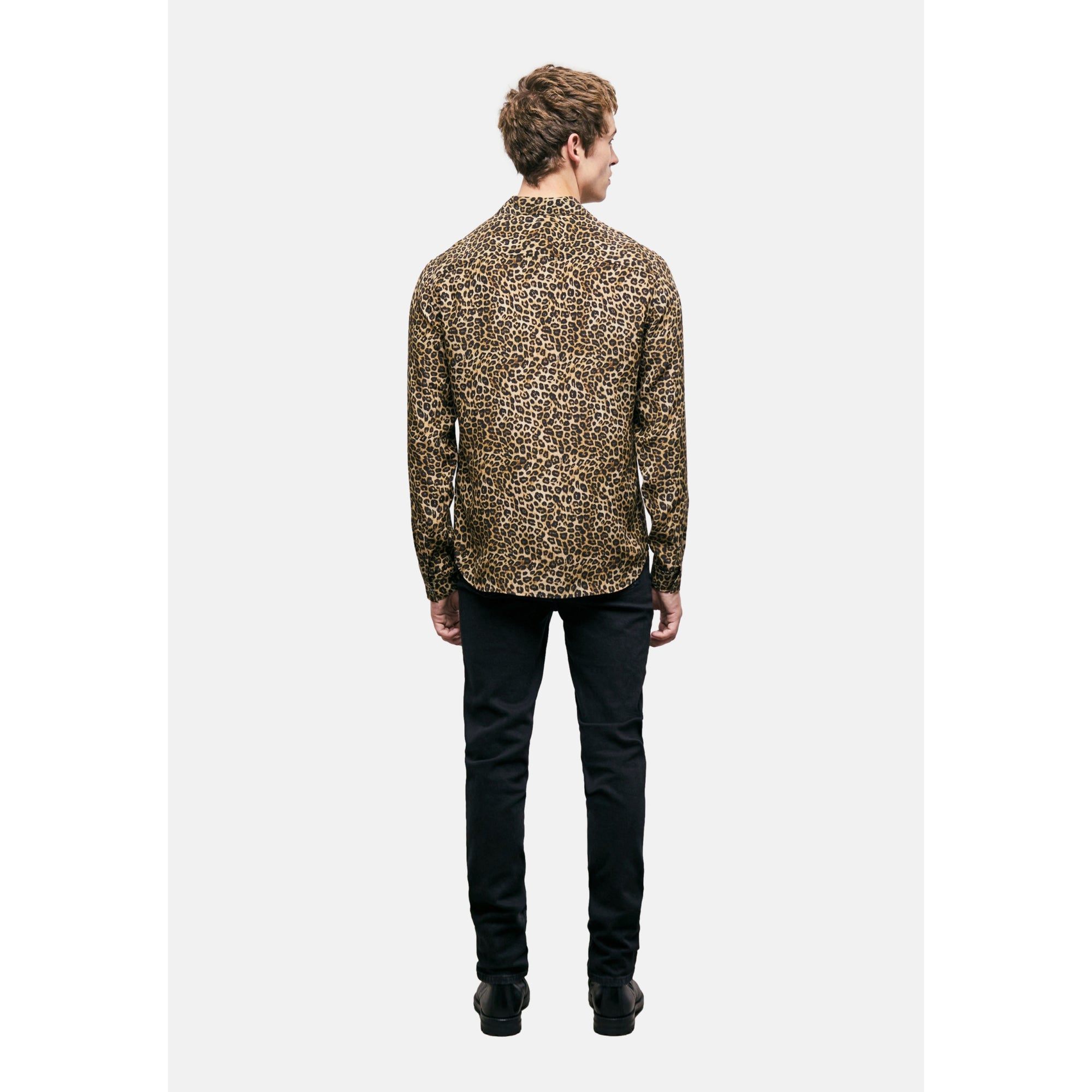 Print Silk Shirt With Classic Collar | Men | Leopard