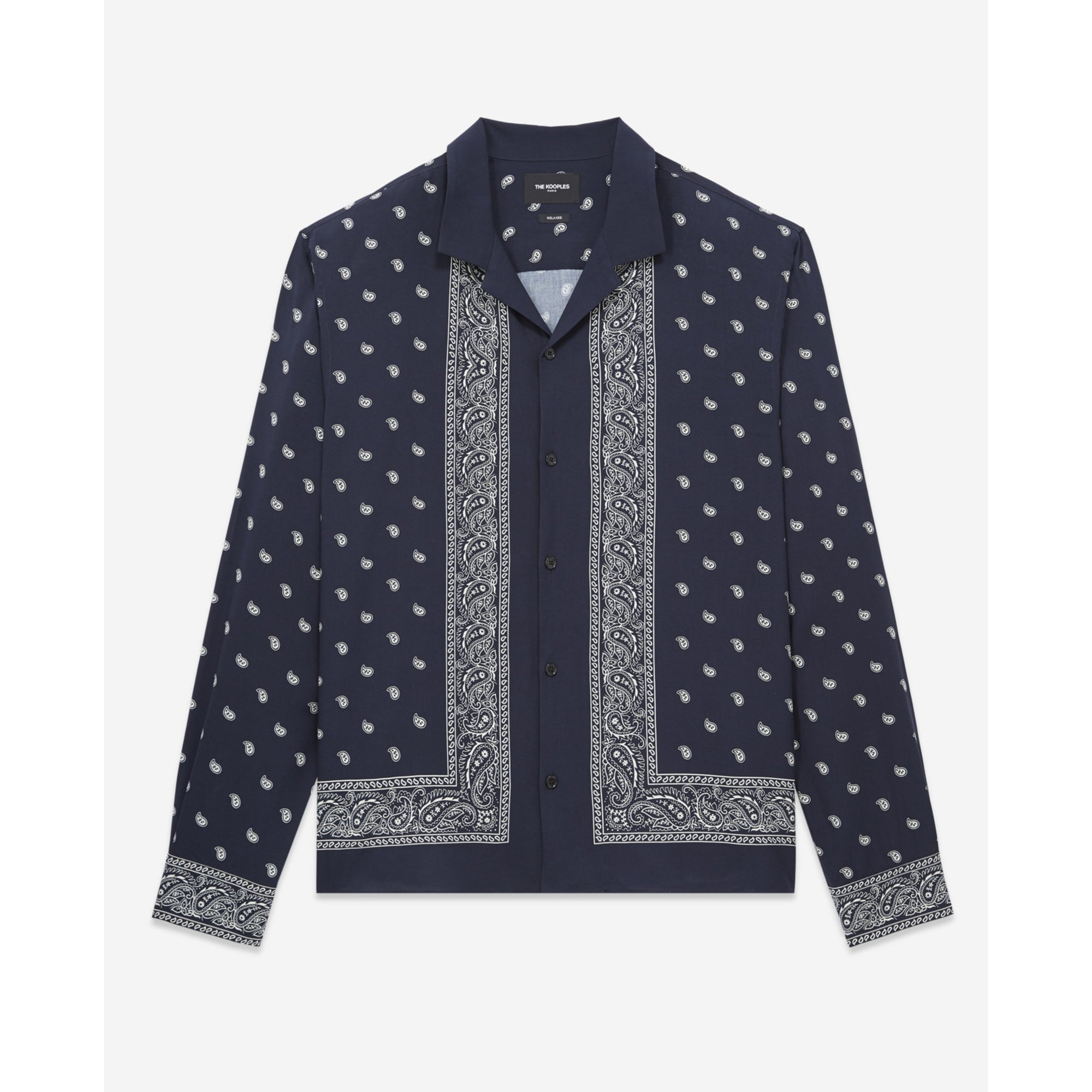 Printed Bandana Shirt | Men | Navy x Ecru