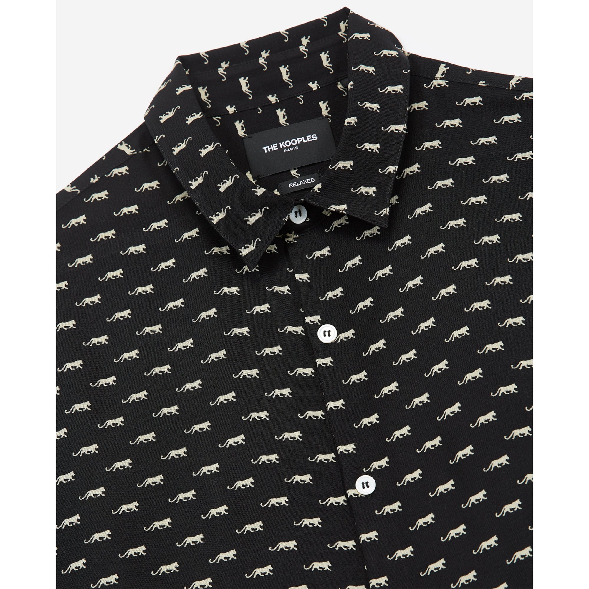 Printed Cotton Classic Collar Shirt | Men | Black x White