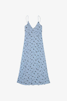 Printed Georgette Strap Wrap Dress | Brunnera Blue
