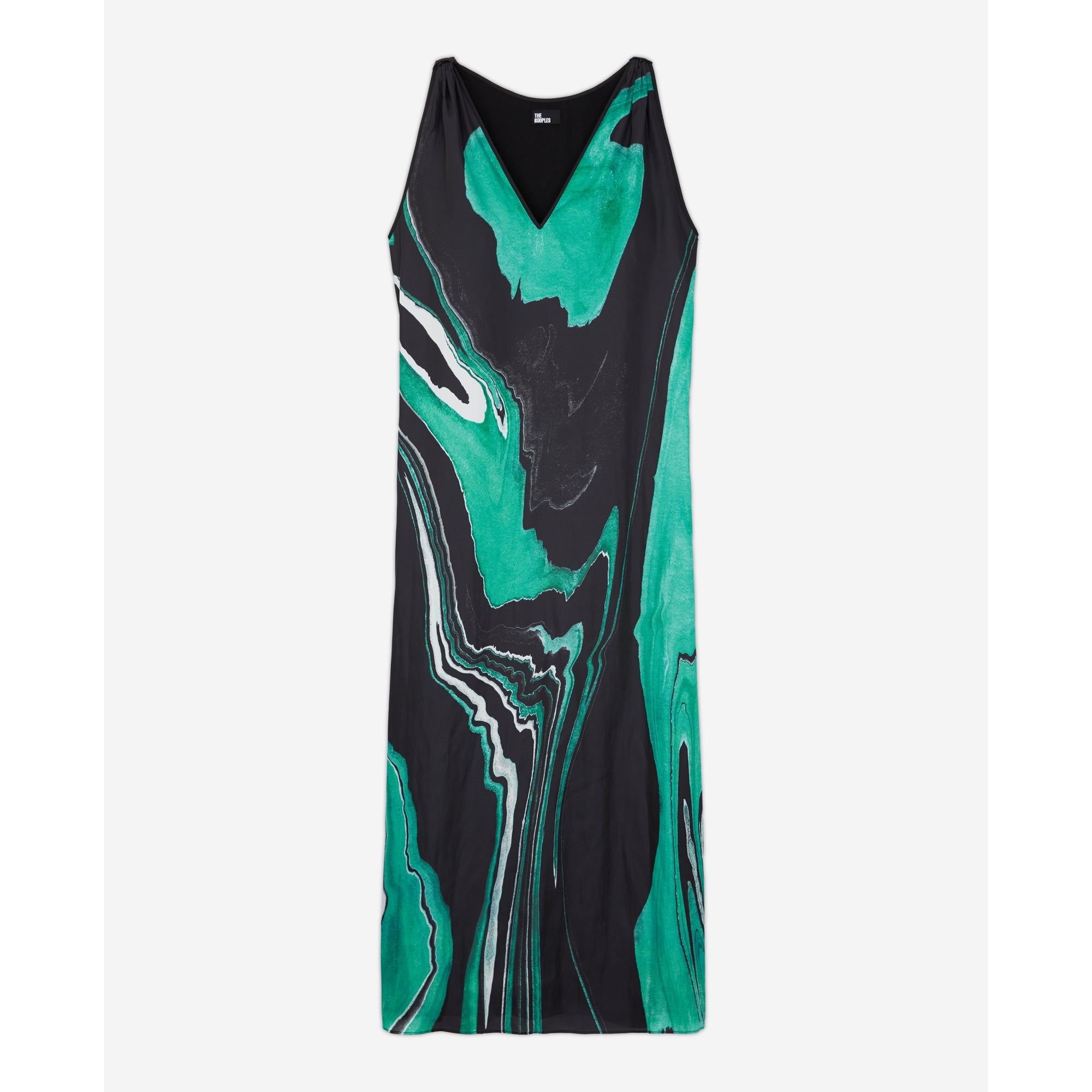 Printed Long Dress | Women | Black x Green