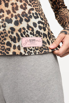 Printed Mesh Long sleeve Blouse | Leopard