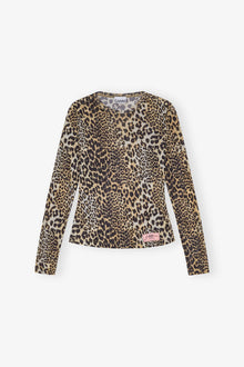 Printed Mesh Long sleeve Blouse | Leopard
