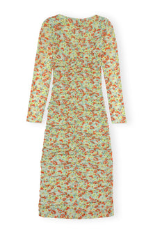 Printed Mesh Midi Dress | Meadow Celadon Green
