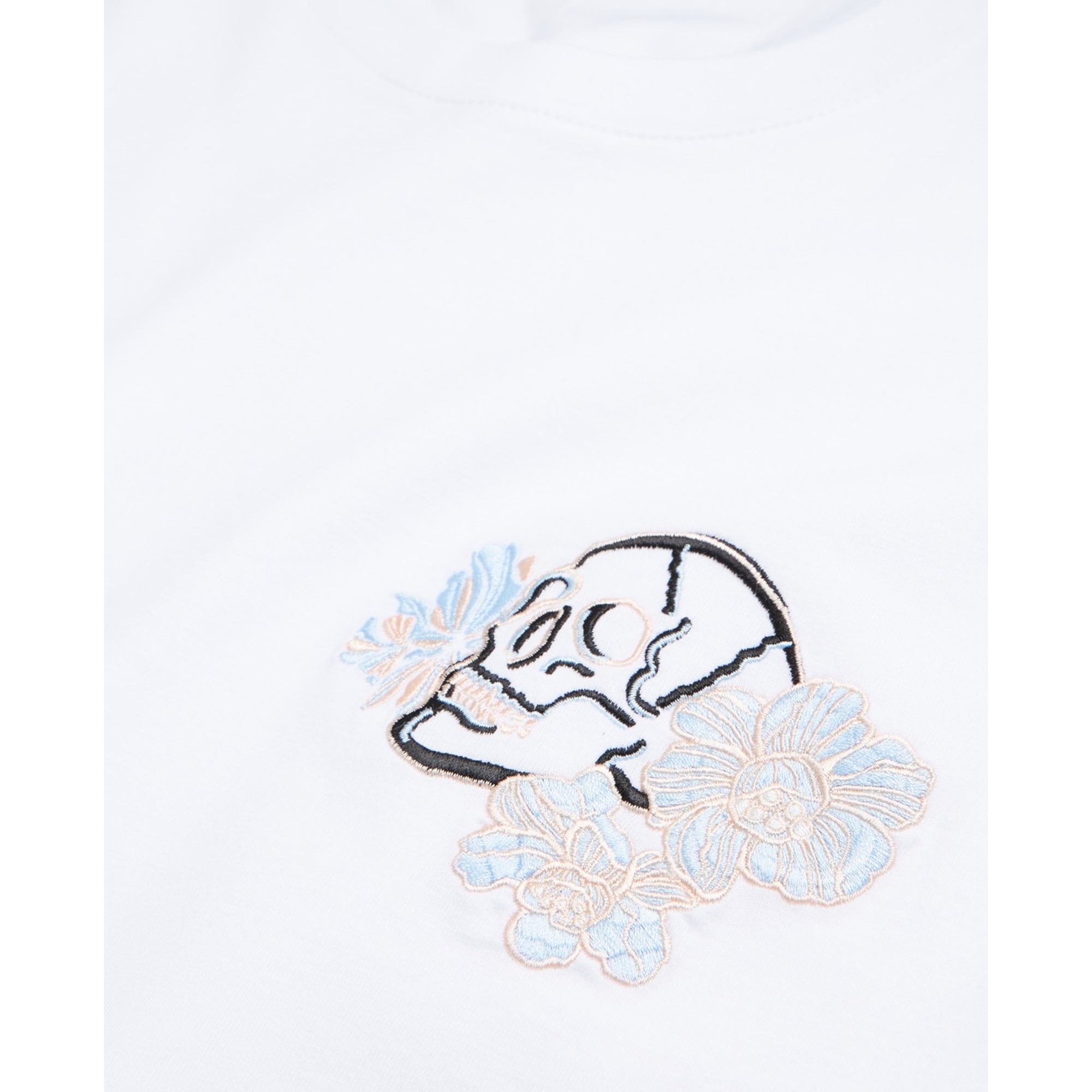 Printed T-Shirt With Skull And Flowers | Men | White