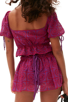 Purple Broderie Anglaise Cropped Top | Sparkling Grape