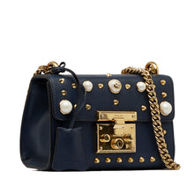 Gucci Pre-Owned Small Pearl Studded Padlock Crossbody | Women | Blue x Dark Blue