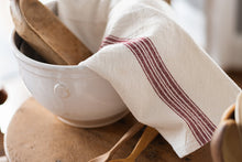 Kitchen Tea Towel | Vintage Merlot Red Stripe | Set of 2