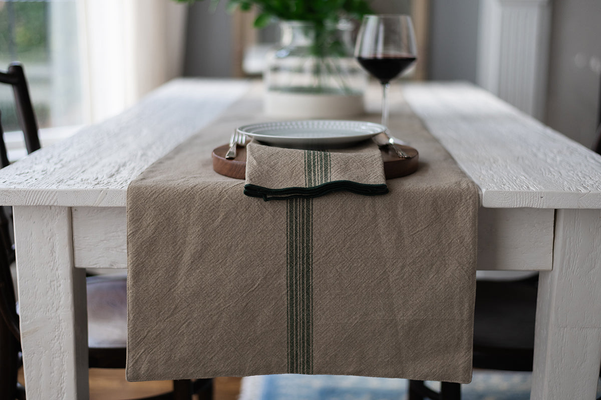 Table Runner | Vintage Spruce Green Stripe