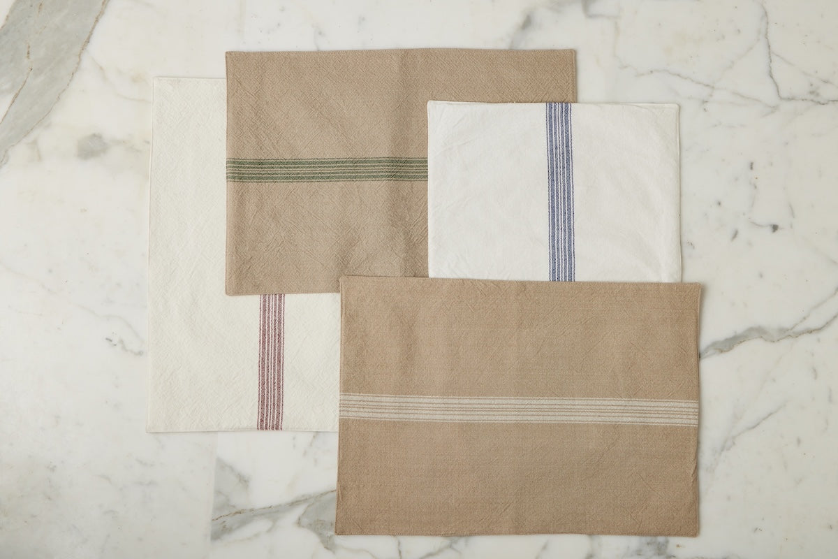 Rectangle Placemats | Vintage Merlot Red Stripe | Set of 4