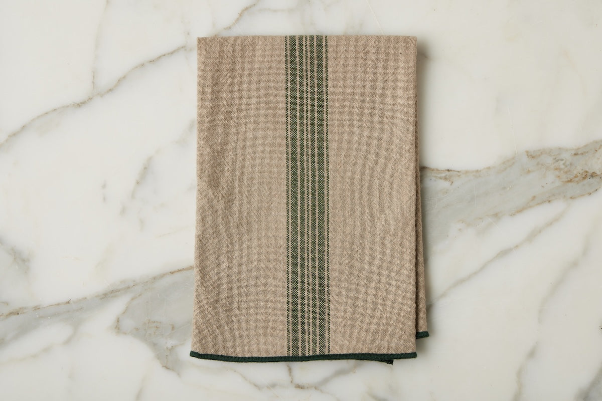Dinner Napkins | Vintage Spruce Green Stripe | Set of 4