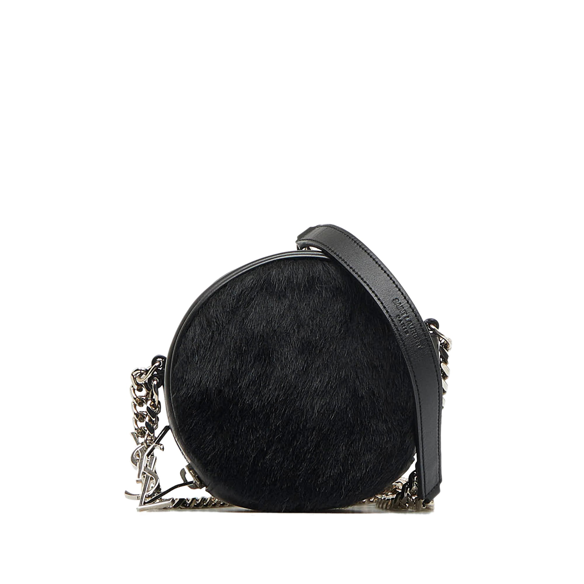 Saint Laurent Pre-Owned Pony Hair Round Crossbody | Women | Black