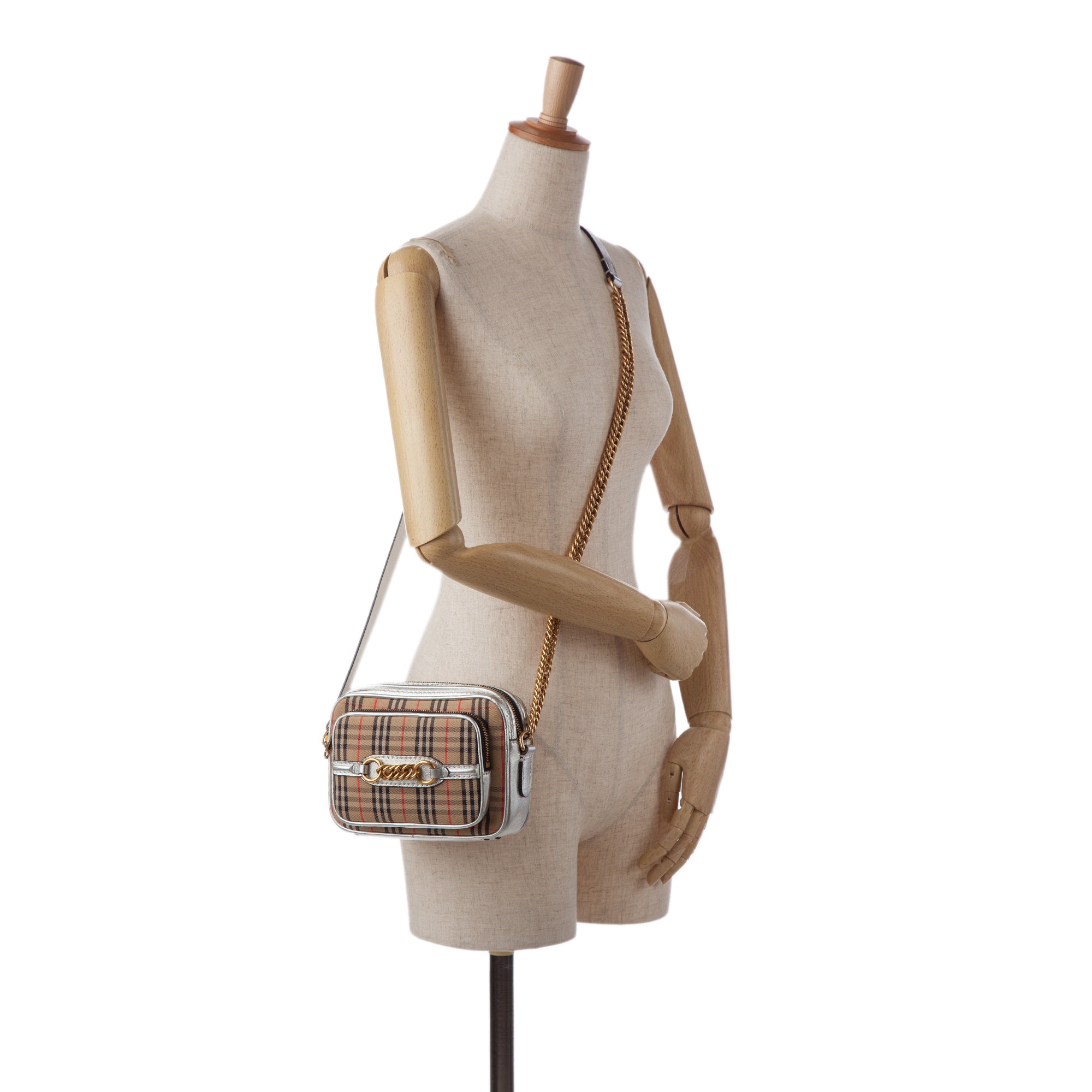 Burberry Pre-Owned 1983 Check Link Camera Bag | Women | Brown x Beige x Silver