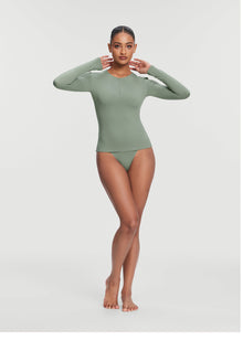 Quarter Zip Long Sleeve Top | Sage Green