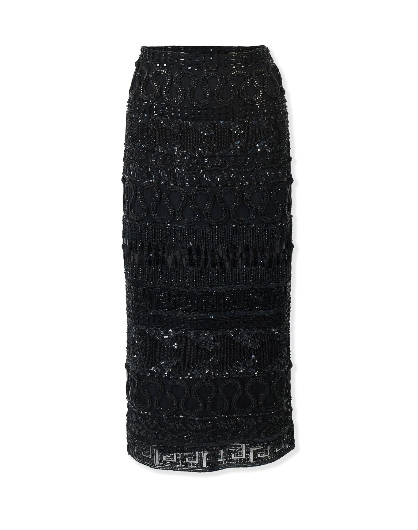 Embroidered Midi Skirt | Black