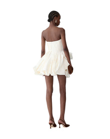 Pleated Draped Mini Dress | White