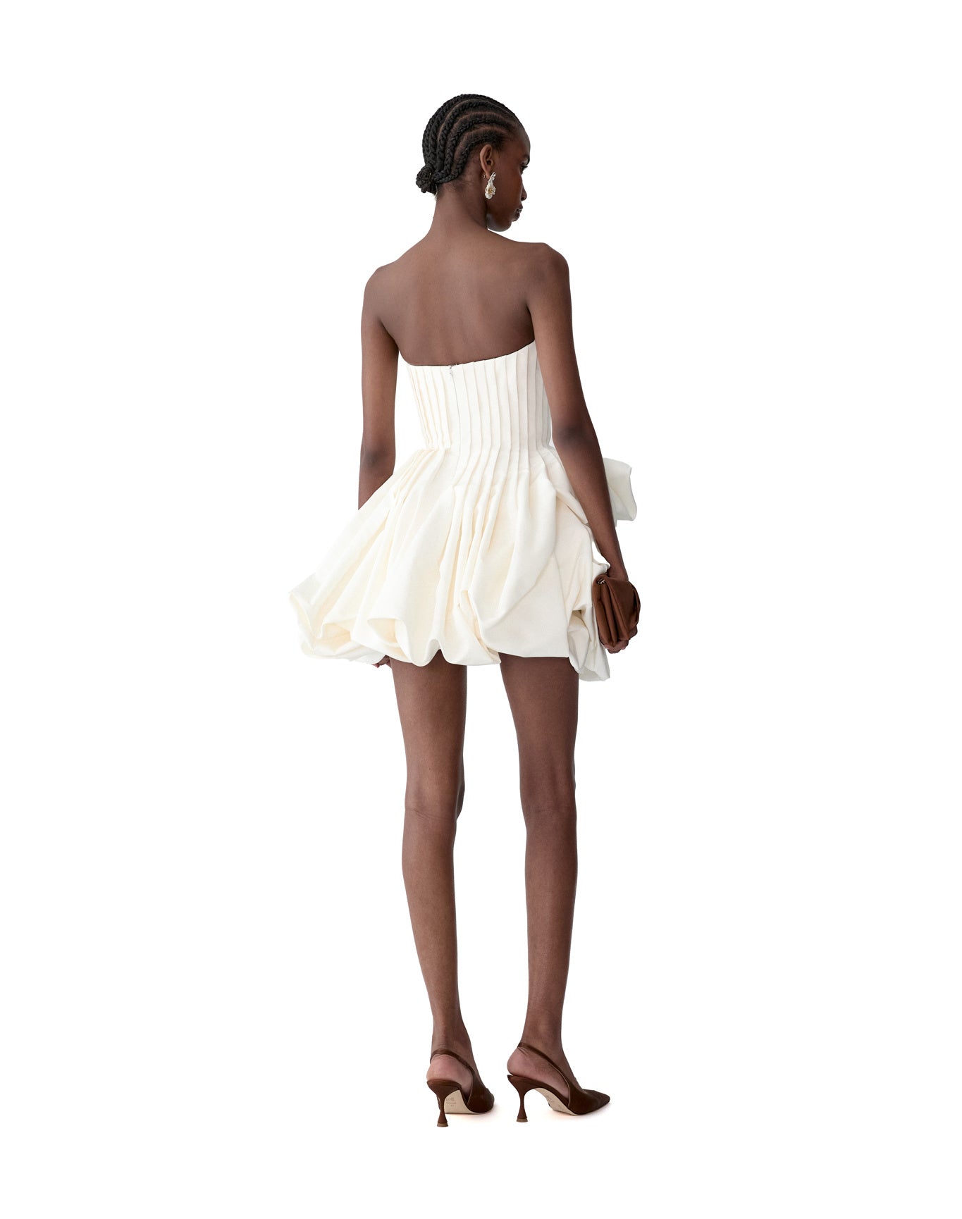 Pleated Draped Mini Dress | White